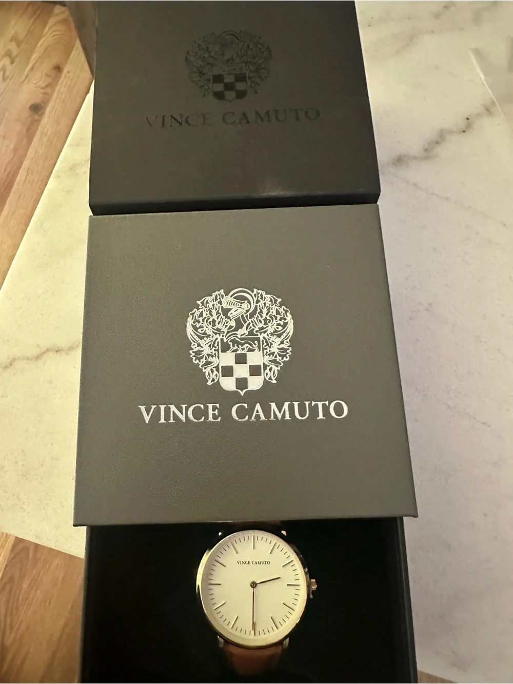 Vince Camuto Women's Tan Leather Strap Watch with White Dial